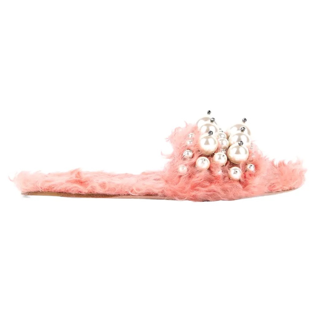 Mui Miu  Pink Pearl-Embellished  Sandals